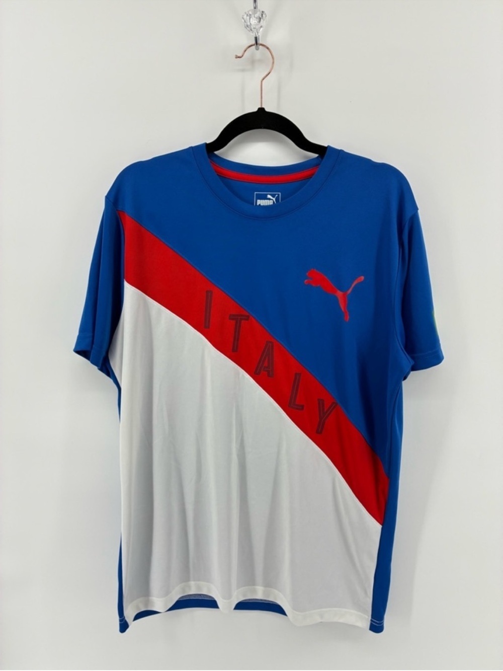 Puma Italy Logo Crew Neck T-Shirt - Blue/White/Red
